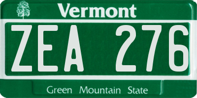 VT license plate ZEA276
