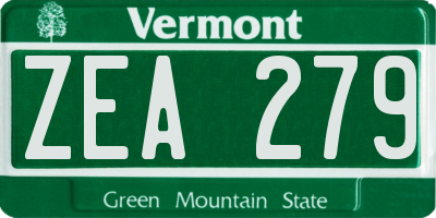 VT license plate ZEA279