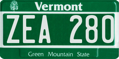 VT license plate ZEA280