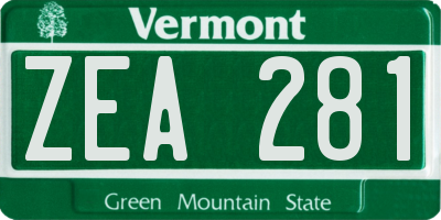 VT license plate ZEA281