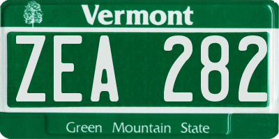 VT license plate ZEA282