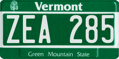 VT license plate ZEA285