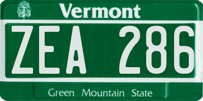 VT license plate ZEA286