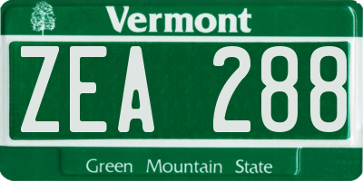 VT license plate ZEA288