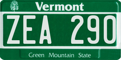 VT license plate ZEA290