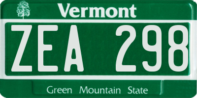 VT license plate ZEA298