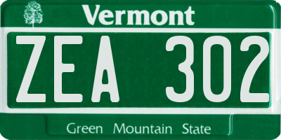 VT license plate ZEA302