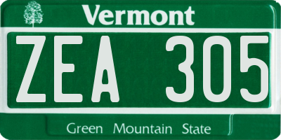 VT license plate ZEA305