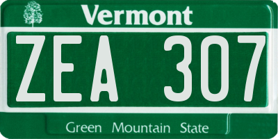 VT license plate ZEA307