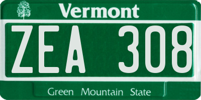 VT license plate ZEA308