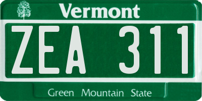 VT license plate ZEA311