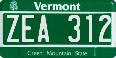 VT license plate ZEA312