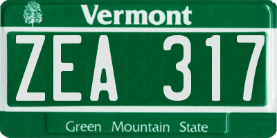 VT license plate ZEA317