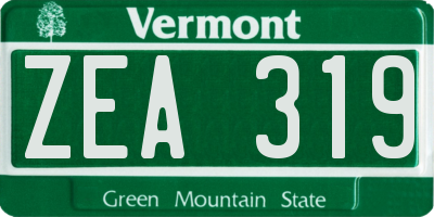 VT license plate ZEA319