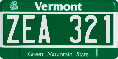 VT license plate ZEA321