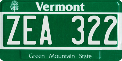 VT license plate ZEA322