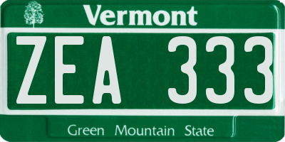 VT license plate ZEA333