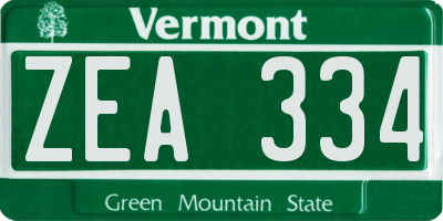 VT license plate ZEA334