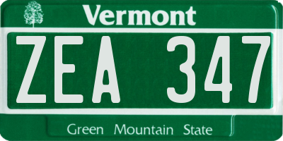 VT license plate ZEA347