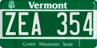 VT license plate ZEA354