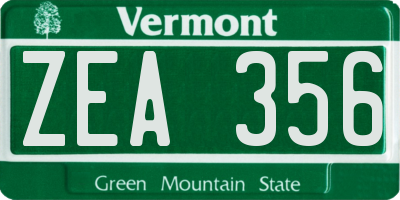 VT license plate ZEA356