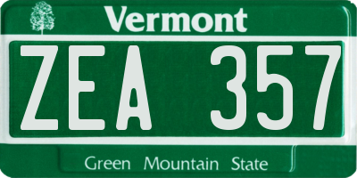 VT license plate ZEA357