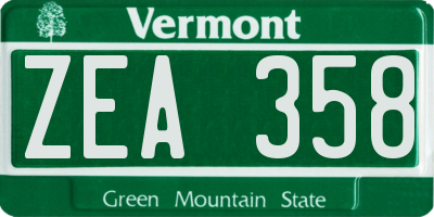 VT license plate ZEA358