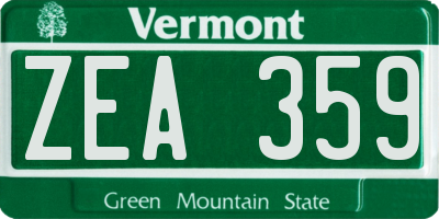 VT license plate ZEA359