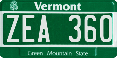 VT license plate ZEA360