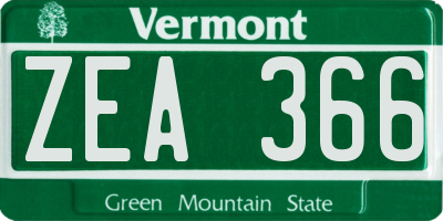 VT license plate ZEA366