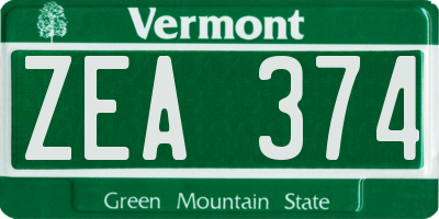 VT license plate ZEA374
