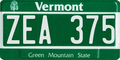 VT license plate ZEA375