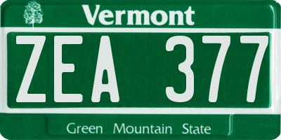 VT license plate ZEA377