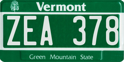VT license plate ZEA378