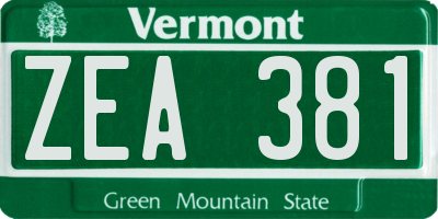 VT license plate ZEA381