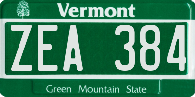 VT license plate ZEA384