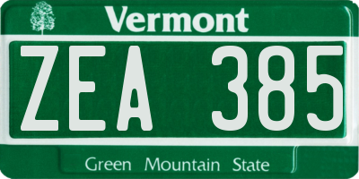 VT license plate ZEA385