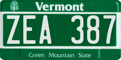 VT license plate ZEA387