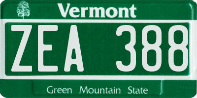 VT license plate ZEA388