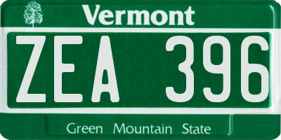 VT license plate ZEA396