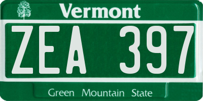 VT license plate ZEA397