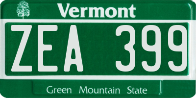 VT license plate ZEA399