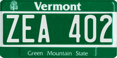 VT license plate ZEA402
