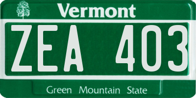 VT license plate ZEA403