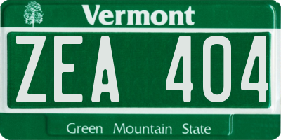 VT license plate ZEA404