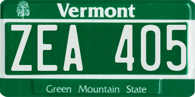 VT license plate ZEA405