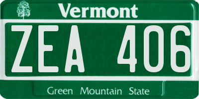 VT license plate ZEA406