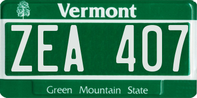 VT license plate ZEA407