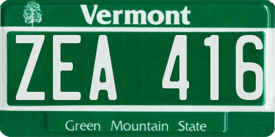 VT license plate ZEA416