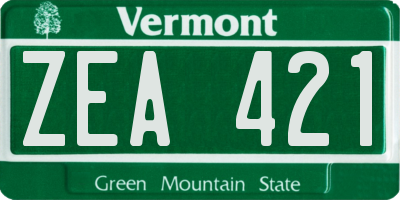 VT license plate ZEA421